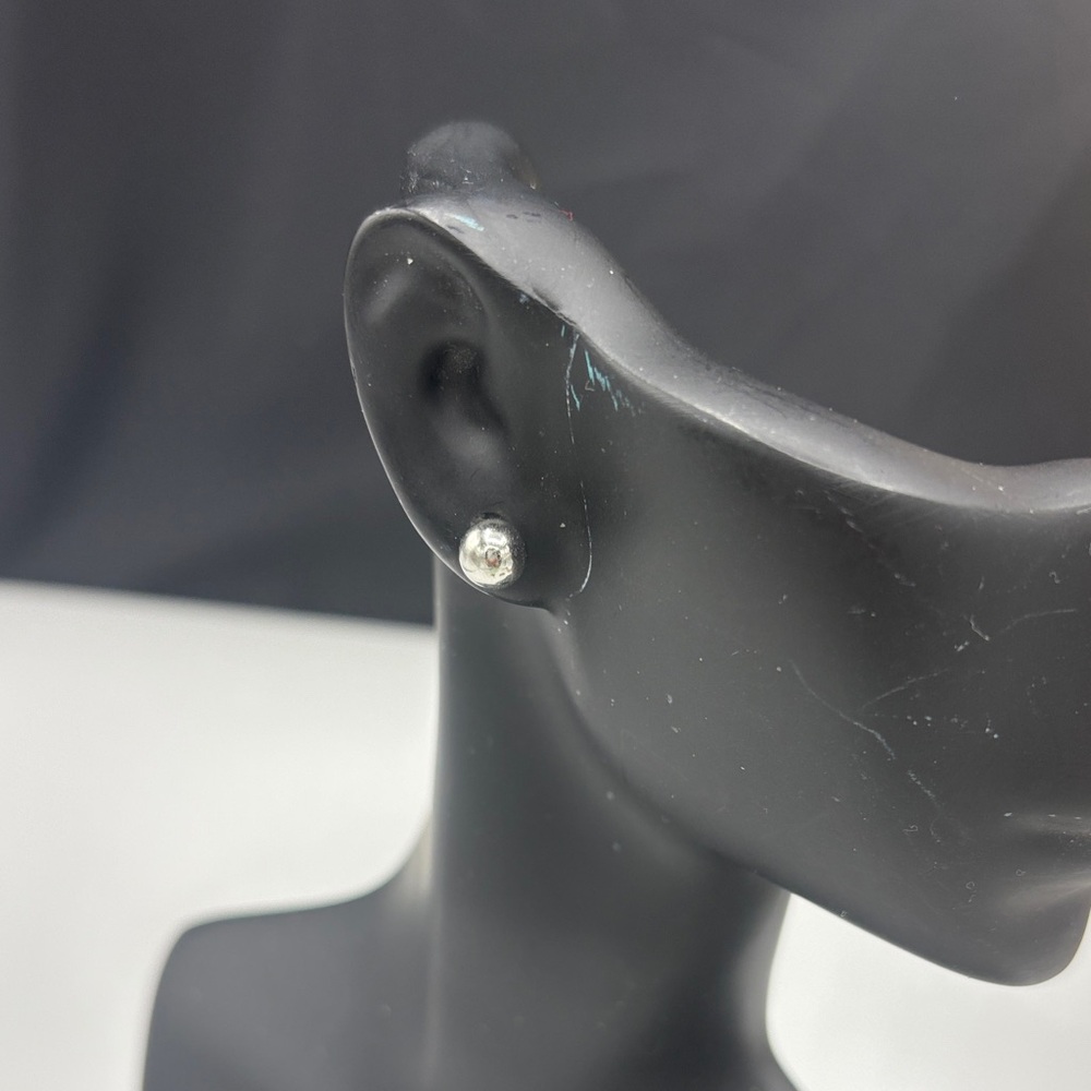 Polished Silver Ball Stud Earrings - Classic Metallic Finish